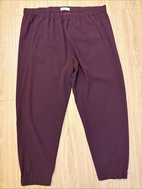 Burgundy Elastic Waist Trousers